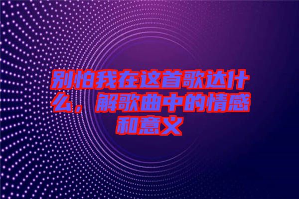 別怕我在這首歌達什么，解歌曲中的情感和意義