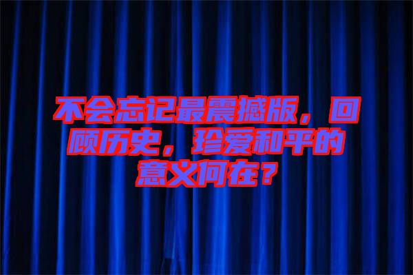 不會(huì)忘記最震撼版，回顧歷史，珍愛和平的意義何在？