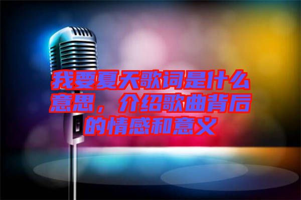 我要夏天歌詞是什么意思，介紹歌曲背后的情感和意義
