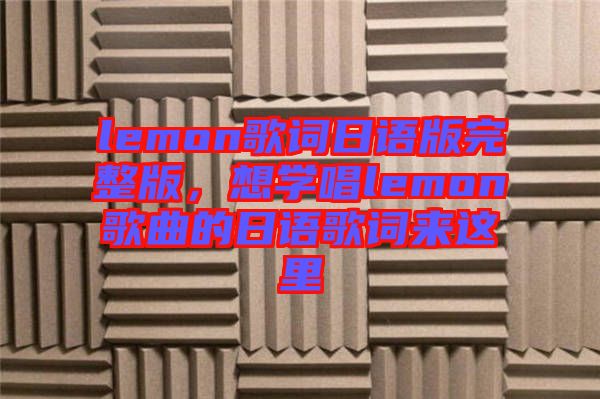 lemon歌詞日語版完整版，想學(xué)唱lemon歌曲的日語歌詞來這里